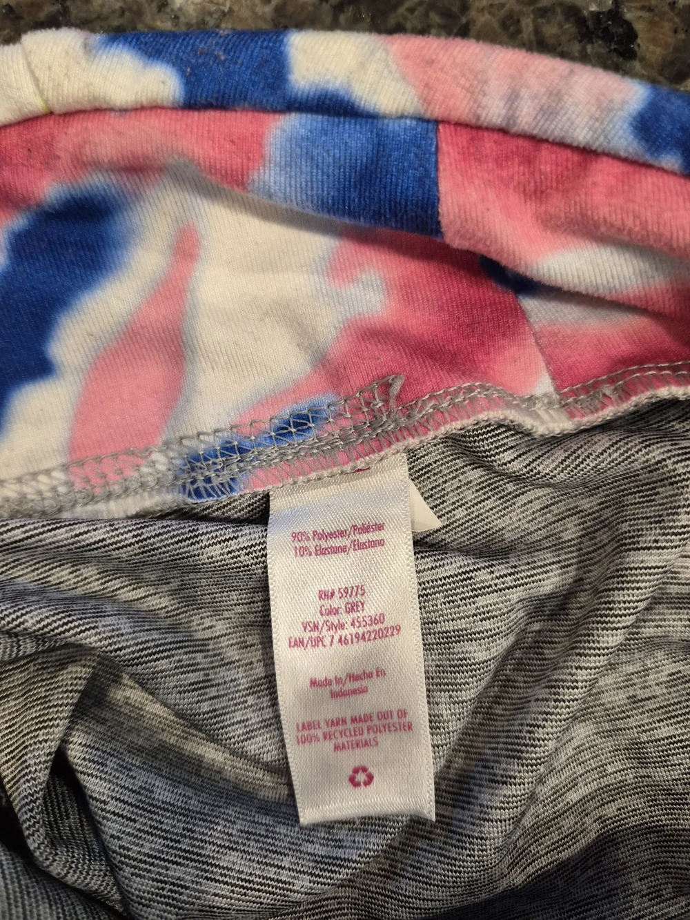 5/25 Justice Grey Heather Leggings with Neon Tie-Dye Waistband